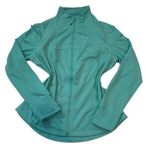 Tangerine Activewear Zip Up Jacket Womens XL Aqua Green Athletic Stretch